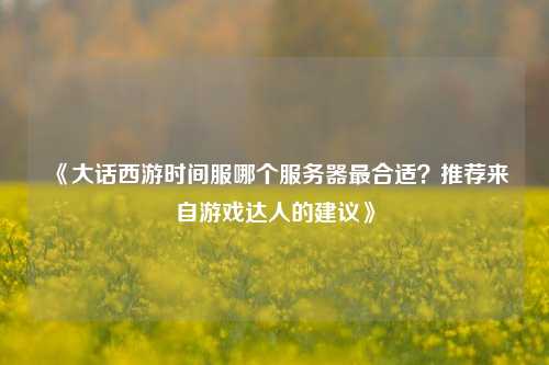 《大話西游時(shí)間服哪個(gè)服務(wù)器最合適？推薦來自游戲達(dá)人的建議》